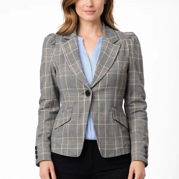 Autres Filles ($100) Plaid Blazer Women’s One Button Academia Preppy Jacket - Picture 1 of 7